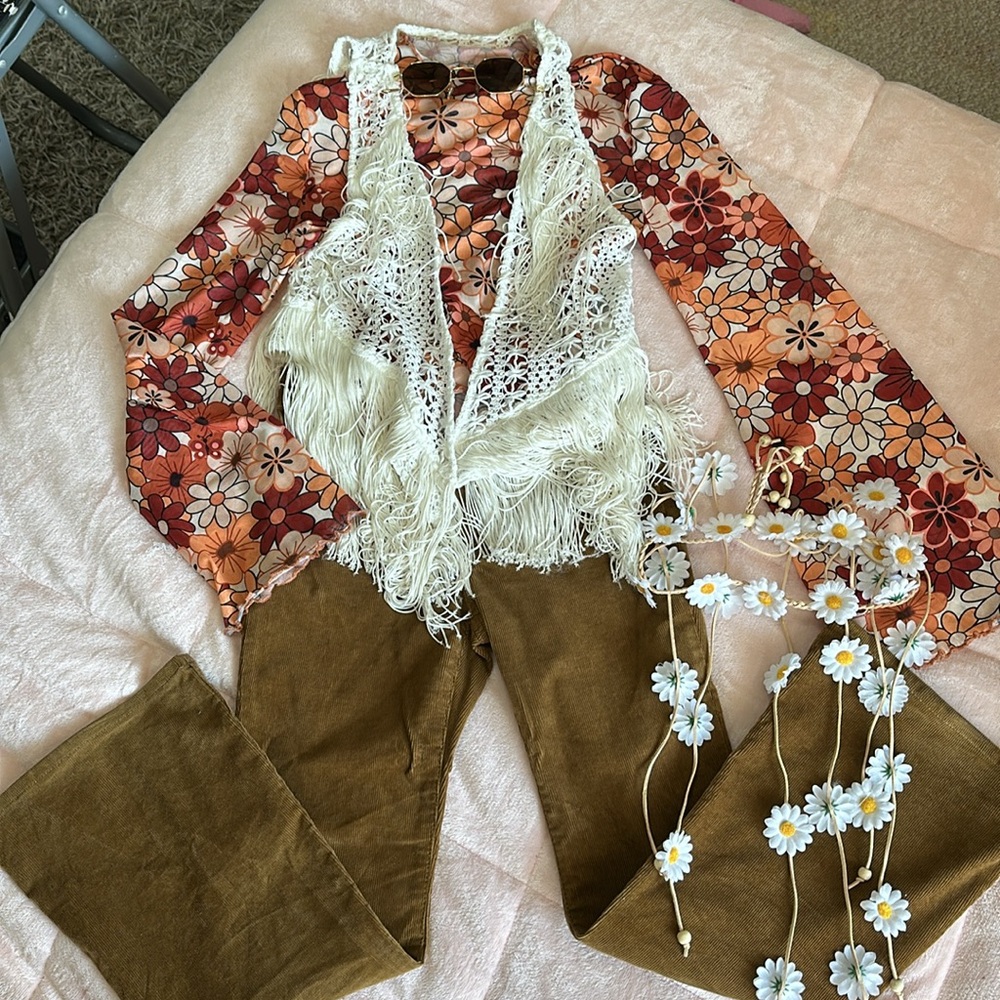 Girls Hippie Halloween Costume - Custom made Gap flared size 10
